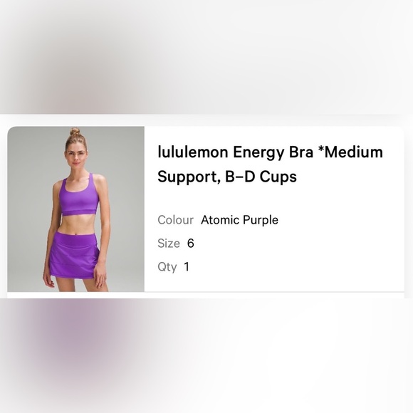 Lululemon Energy Bra, Atomic Purple - Picture 3 of 3